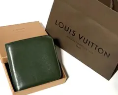パパ様専用！Louis Vuitton☆グリーンレザー 折り財布☆保管ケース
