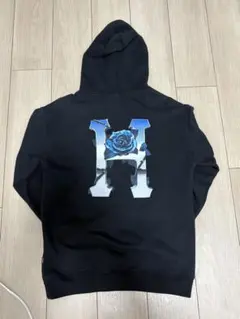 値下げ⭕️HUF バックプリント パーカー M ブラック