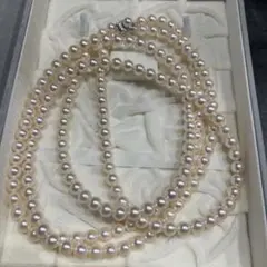 [K14WG]2連80cmパールネックレス　アコヤ真珠 鑑別鑑定書付き