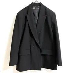 ZARA ブラック テーラードジャケット S 黒 ダブルボタン