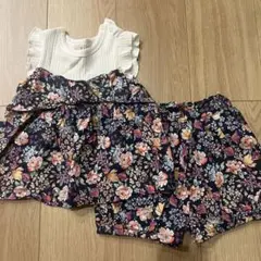 petit main フラワープリントセットアップ 90