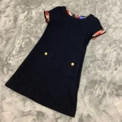 【美品】ブルーレーベルクレストブリッジ　ワンピース ノバチェック 金ボタン 刻印