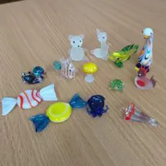 ガラス細工 動物とキャンディ等 13点セット