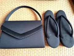 【未使用】礼装用黒バッグと草履セット