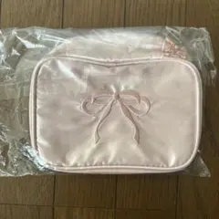 ピンク ポーチ リボン刺繍