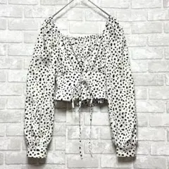FUN ブラウス F 美品 ダルメシアン柄 レースアップ シャーリング ギャルのサムネイル