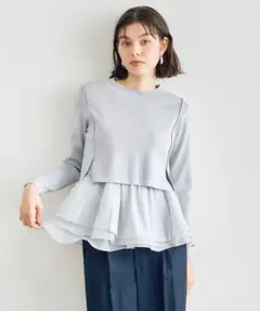 cocodeal ぺプラムブラウスレイヤードニット