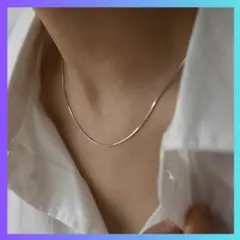 スネークチェーン ネックレス シルバー 1mm 40+5cm 細め 韓国風のサムネイル