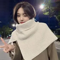 タートルニット ネックウォーマーケープニットスヌード つけ襟マフラー ストール