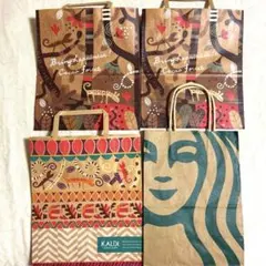 カルディーKALDI ショッパー　ショップ袋 ３枚とスタバショップ袋１枚