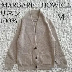 マーガレットハウエル くるみボタン リネン100% カーディガン M グレージュのサムネイル