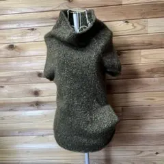 オリーブグリーン ハイネック 半袖ニット　y's