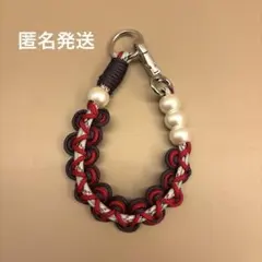 スマホストラップ ハンドストラップ パラコード　パール　黒　赤　グレー