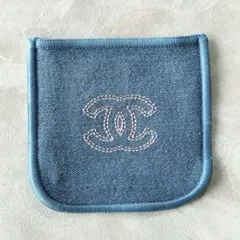 即日発送 CHANEL デニムブルー ポーチ CCロゴ刺繍 限定