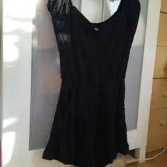 snidel 黒総レースロンパース