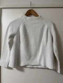 DEMYLEE ホワイトリブ編みコットンセーター S