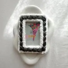 グレー　バイカラー　編み物　毛糸　トレカケース　　　推し活　アイドル