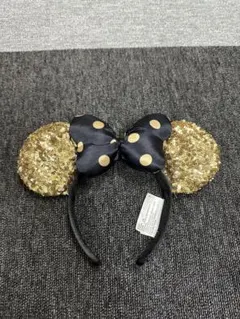 ディズニー ミッキー耳カチューシャ 黒金　ミニーちゃん　カチューシャ