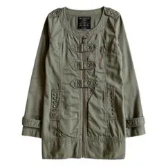 00s y2k グランジ ミリタリー ノーカラーコート スタッズ ナポレオン