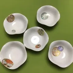 深川製磁　和食器 小鉢 5客セット 金彩絵付け 輪花皿のサムネイル
