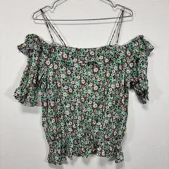 ZARA トップス キャミ 花柄 オフショルダー 半袖のサムネイル