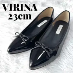 VIRINA ヴィリーナ 晴雨兼用ポインテッドバレエシューズ エナメル ブラックのサムネイル