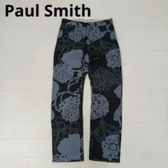 Paul Smith 総柄リネンパンツ ブラック グレー Mのサムネイル
