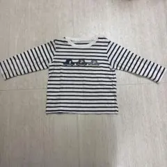 ストライプ 長袖Tシャツ 車の刺繍 95cm以下
