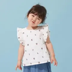 【petit main】フルーツ刺繍チュニック チェリー柄フリル半袖シャツ