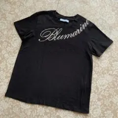 ブルマリン　ビッグロゴビジュー刺繍　クルーネックTシャツ44黒　大きいサイズのサムネイル