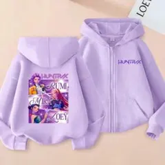 キッズ パーカー ジップアップ パープル HUNTRX 女の子