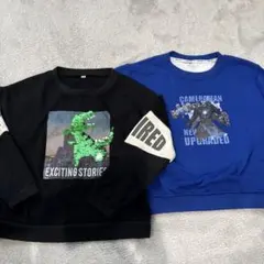 恐竜とカメラマンデザインのトレーナー 130