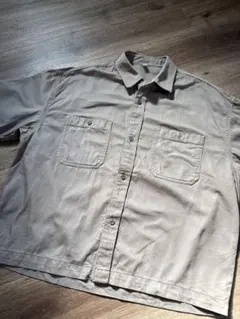 ベージュ ワークシャツ 半袖 2ポケット