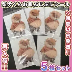 おなか ぷにぷに シール 柴犬 3D 立体 ステッカー 5枚 ぷっくりお腹 いぬ