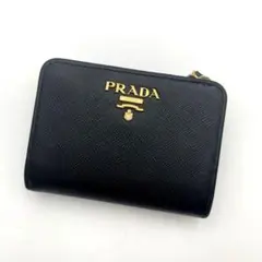 美品☆PRADA サフィアーノ 二つ折り財布 1ML018 トライアングル ネロ