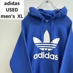 ★adidas★アディダス★パーカー フーディー ビッグロゴ メンズ XL 青