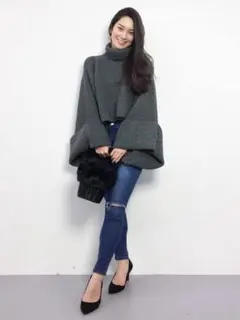 ニットポンチョ