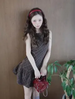 Darich タータンチェックノースリミニワンピース