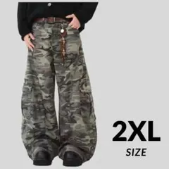 迷彩デニム　メンズ　ワイドパンツ　グランジ　バギー　カモフラ柄　サルエル　カーゴ