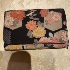 【新品】花柄和装三つ折り財布　濃い紫色　大正柄