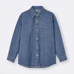 【新品】今期新作ジーユーGUデニムオーバーサイズシャツSブルーユニセックス