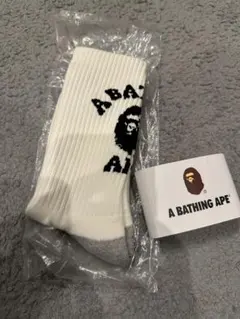 A BATHING APE ソックス ホワイトxブラック かかとグレー