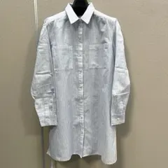 【未使用】TRANS WORK ライトブルー ストライプ 長袖チュニック 40