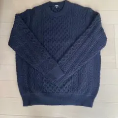 UNIQLOユニクロ　メンズ　ケーブルクルーネックセーター　ネイビー　濃紺　XL