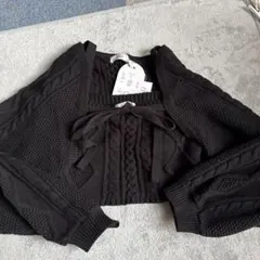 Darich 黒 ケーブルニットカーディガン