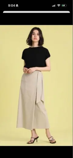 美品 INED ロング ラップスカート 巻きスカート ベージュ【11】リネン混のサムネイル