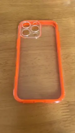 iPhone16promax クリアケース　オレンジ　　ワイヤレス充電対応