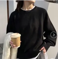 CLAOPANIC TYPY ブラック スウェットライクボリュームスリーブニット