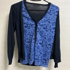 極美品】BEAMS サーフニット カーディガン 花柄 M ダークネイビー 