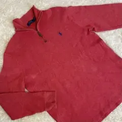 希少 ラルフローレン ハーフジップセーター ニット ワンポイント刺繍 ビンテージ